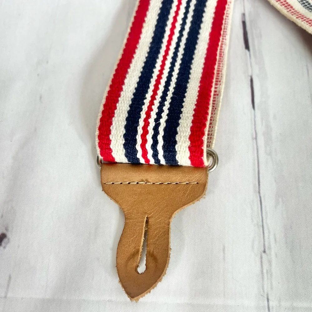 Vintage Levi’s Red White Blue Striped Suspenders Button End Leather Y-Back OS